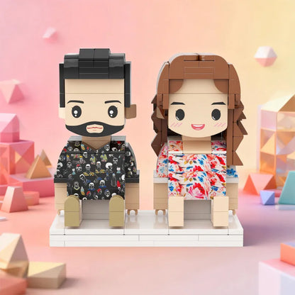 Persanalized 2 People Custom Sitting Brick Figures Sweet Couple Valentine's Day gift
