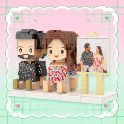 Persanalized 2 People Custom Sitting Brick Figures Sweet Couple Valentine's Day gift