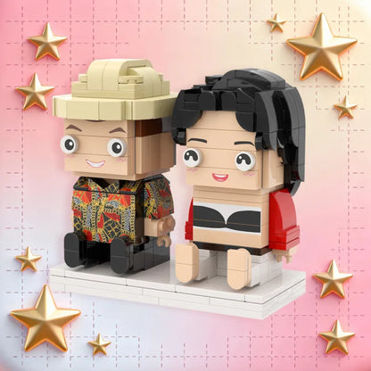 Persanalized 2 People Custom Sitting Brick Figures Sweet Couple Valentine's Day gift