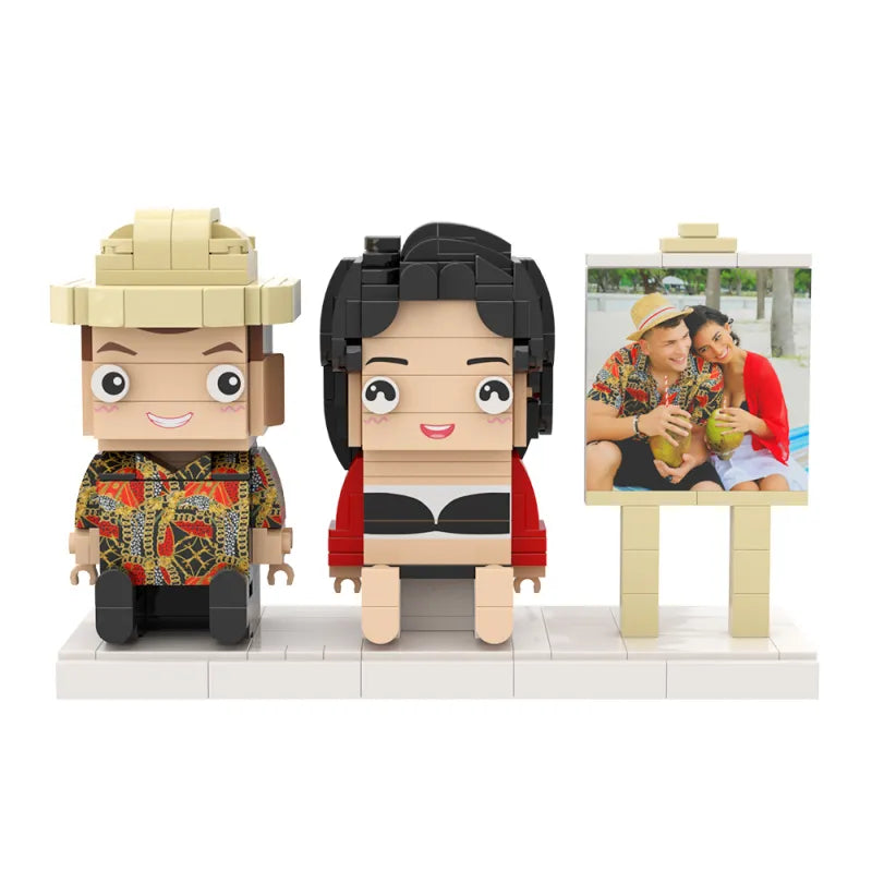 Persanalized 2 People Custom Sitting Brick Figures Sweet Couple Valentine's Day gift
