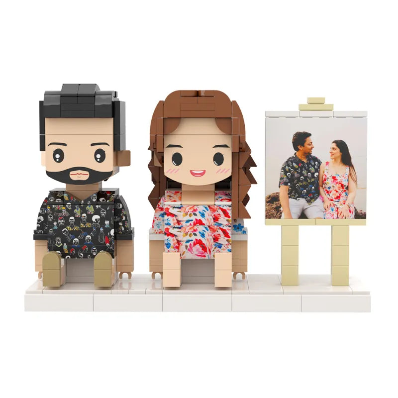Persanalized 2 People Custom Sitting Brick Figures Sweet Couple Valentine's Day gift