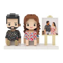 Persanalized 2 People Custom Sitting Brick Figures Sweet Couple Valentine's Day gift