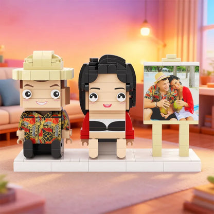 Persanalized 2 People Custom Sitting Brick Figures Sweet Couple Valentine's Day gift